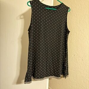 J. Jill XL Black Top with White Polka Dot Trim